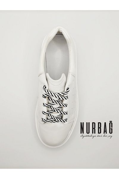 NURBAĞ DOKUMA SPORTS SHOES BLACK AND WHITE TRANSITION LACE AS54 1 PAIR 90 CM