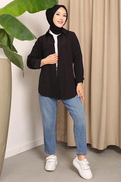 İmajButik Μαύρο Casual Basic πουκάμισο