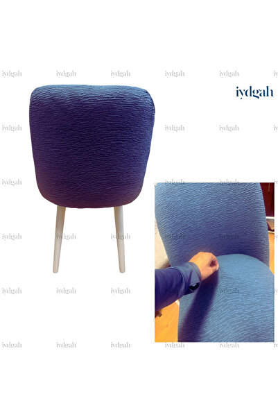 IYDGAH Düz Jakarlı Büyük Oval Sandalye Kılıfı Yıkanabilir Streç Lastikli Sandalye Örtüsü 1 Adet İndigo mavi