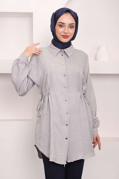 İmajButik Gray Tunic with Side Detail