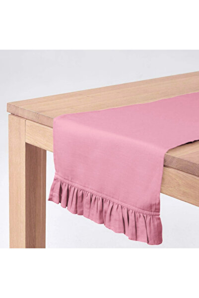 Bc Home 40X140 cm Powder Pink Ruffle Soft Button Velvet Look Runner - Bohemia...