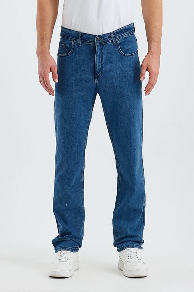 WKM Men's Regular Fit Regular Fit Wide Leg High Waist Casual Jean Denim Jeans
