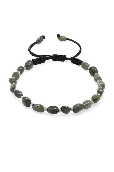 Tesbihane Macrame Braided Natural Cut Labradorite Natural Stone Men's Bracelet