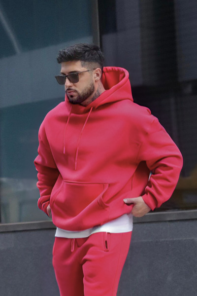 CMZ COLLECTİON Hanorac pentru bărbați, casual, cu 3 fire, simplu, fără imprimeu