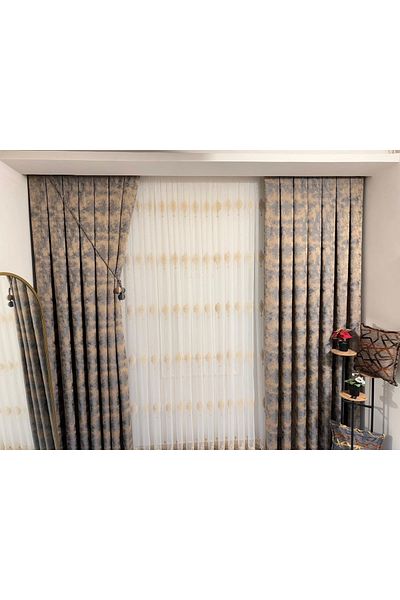 NİVEMESHOME Nivemeshome Istanbul V-5502 1/3 Close Pleated Background Curtain Apm