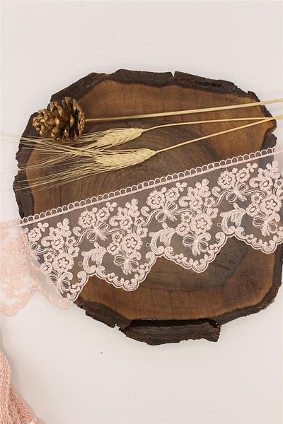 Gül 70118 Model Tulle Guipure - 9 Mt Powder