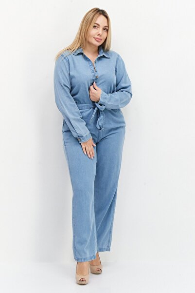 BİLLABONG Women Long Sleeve Plain Belted Jumpsuit, Blue