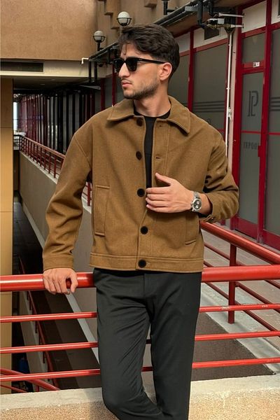 inpool Old Money Culture Shirt Collar Oversize Stamp Jacket - Buttoned, 24USEC05
