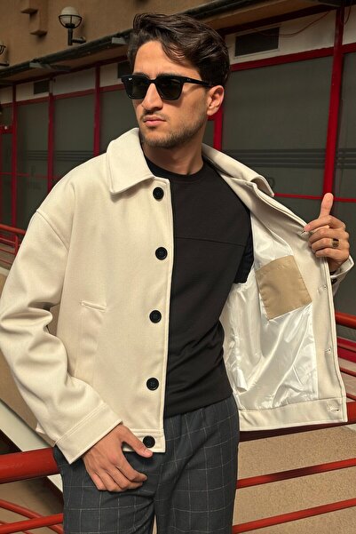 inpool Γιακάς πουκάμισου, υπερμεγέθη, Old Money Culture, κουμπιά, υφασμάτινο μπουφάν 24USEC05