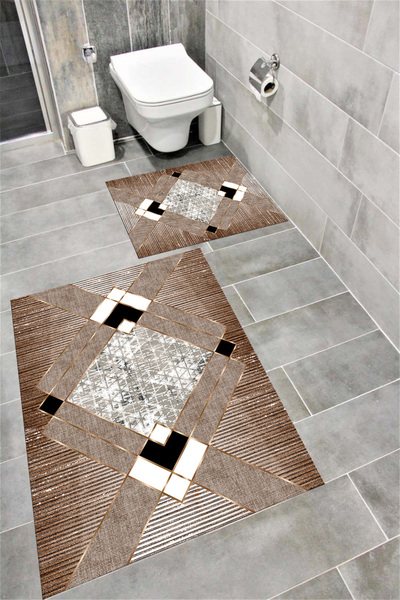 Bordo Halı Set de covorașe de baie decorative lavabile, cu absorbție de apă, ...