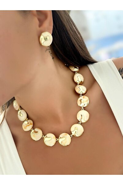 MyladyAccessoriess 14K Altın Kaplama Doğal Taş Görünüm Detay Set