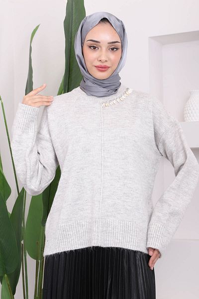 İmajButik Πλεκτό πουλόβερ Shardon με γκρι γιακά