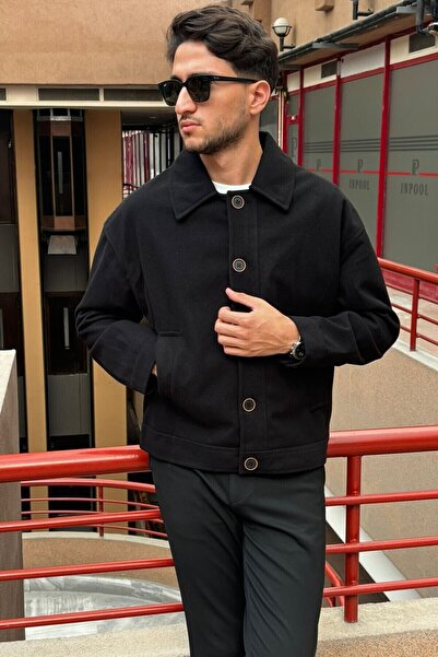 inpool Old Money Culture Shirt Collar Oversize Stamp Jacket - Buttoned, 24USEC05