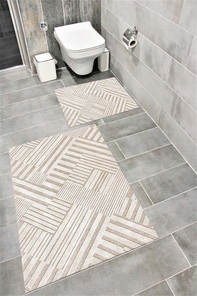 Bordo Halı Covoraș de baie decorativ lavabil, cu absorbție de apă, moale, anti-alunecare, căptușit cu burete 1152
