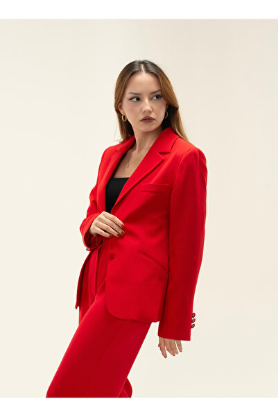 MY COUSİN Çift Düğme Astarlı Vatkalı Kısa Blazer ceket