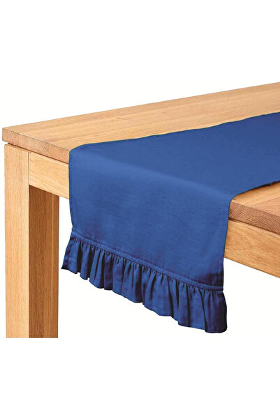 Bc Home Gece Mavisi Fırfırlı Runner 40 x 140 cm Yumuşak Tuşeli ,Kadife Görünü...