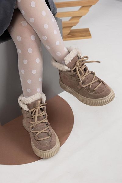 kids A more Adia Nubuck Plush Fur Girl's Boots Sand Color
