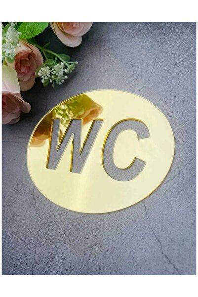 Numa Concept WC Tabelası Aynalı Pleksi Altın renk Gold Renk 10 cm  X 8 cm