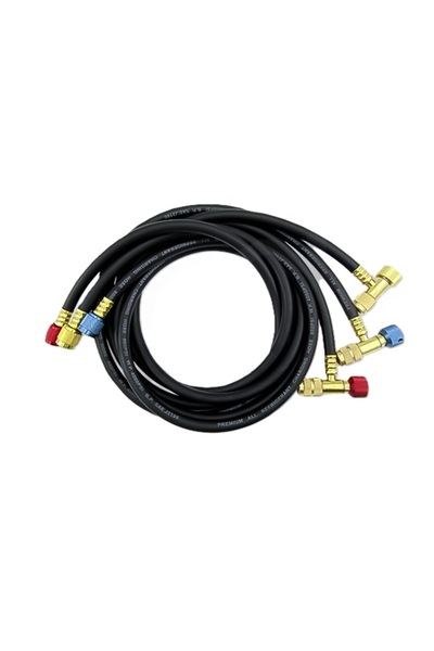 Universal LX-HOSE 180 CM SİYAH GAZ HORTUMU R410 (800-4000PSİ-6') VANALI 3'LÜ