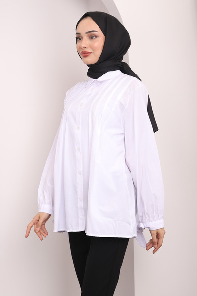 İmajButik Μπροστινό Gipeli Λευκό πουκάμισο με γραβάτα