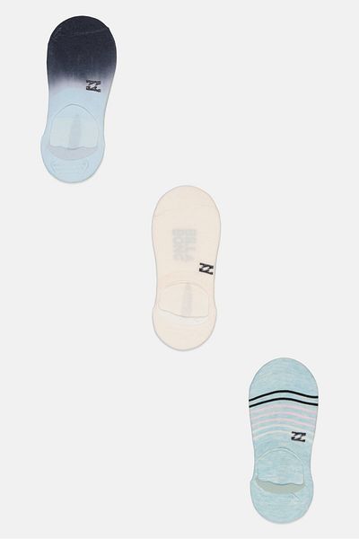 BİLLABONG Women 3 Pack Brand Logo Invisible Socks, White