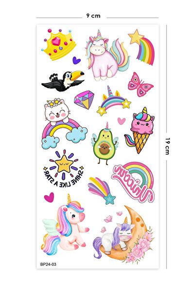 BP Tattoo Renkli Unicorn Karışık Çocuk Dövmesi