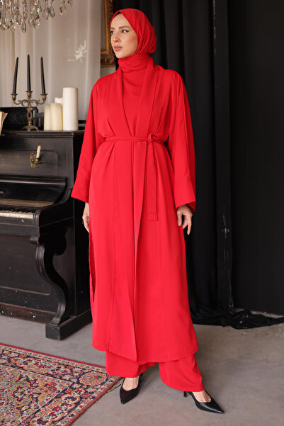 İmajButik Red Quadruple Kimono Set