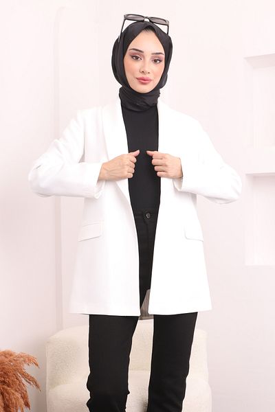 İmajButik Μπουφάν Blazer με Λευκή Φόδρα