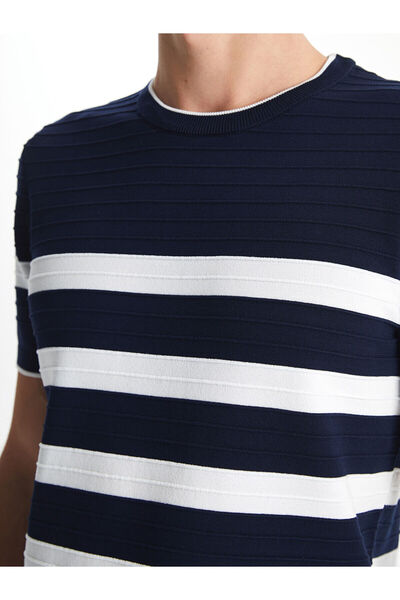 LC Waikiki New Season Crew Neck Short Sleeve Striped Men's Knitwear Sweater