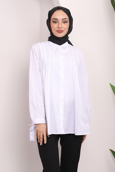 İmajButik Μπροστινό Gipeli Λευκό πουκάμισο με γραβάτα