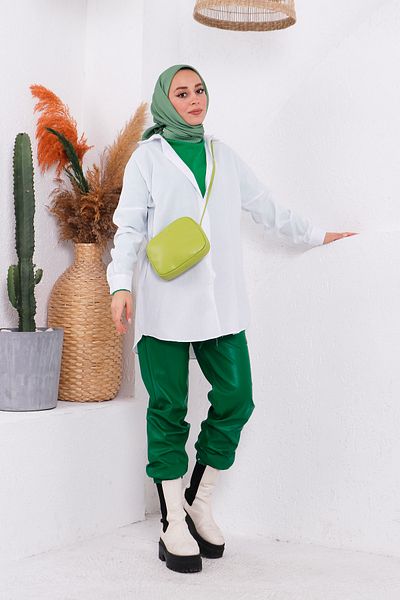 İmajButik Cămașă casual albă uni Terikoton