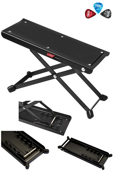 Lastvoice Gs-03 Guitar Footrest Foot Stand 5 Level Plectrums Gift (METAL STURVY FEET)