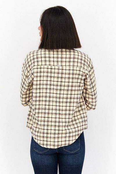 BİLLABONG Women Regular Fit Plaid Long Sleeve Shirts, Beige Combo
