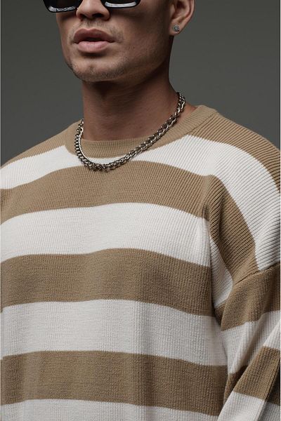 Butik TREND BIZ Πουλόβερ με ριγέ Oversize Fit με γιακά ποδηλάτου