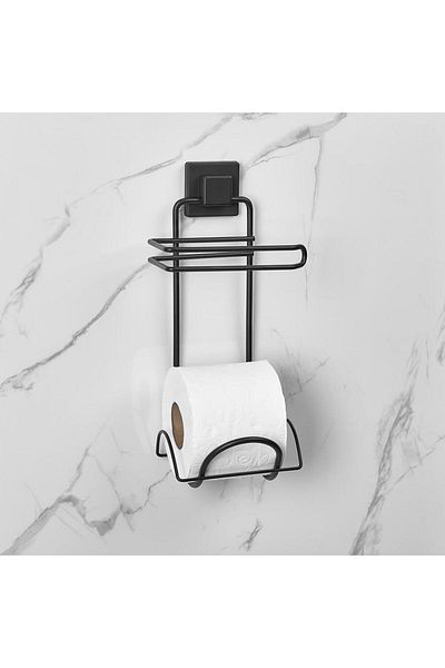 ORSA HOME 917 Square Pattern - Paste Adhesive Black Wc Paper Holder