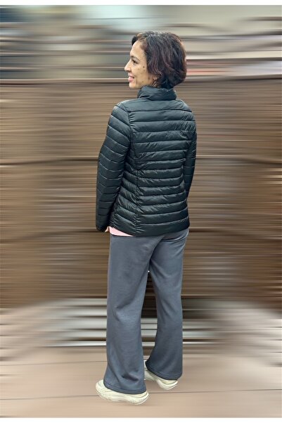 lumberjack KADIN SİYAH RENK İNCE ŞİŞME MONT MEVSİMLİK PADDED FERMUARLI