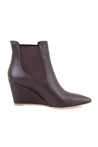 Desa Azalea Kahve Kadın Lastikli Topuklu Deri Bot