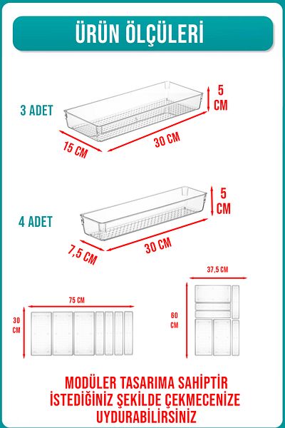 FİTHOME 7-Piece Ladle Organizer In-Drawer Modular Organizer