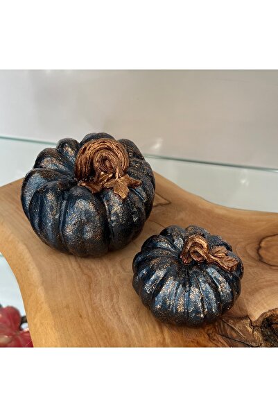 Deart İstanbul Simli Bal Kabağı Ikili Obje Gece Mavisi Bakır. 11x9 Ve 9x6 Cm.