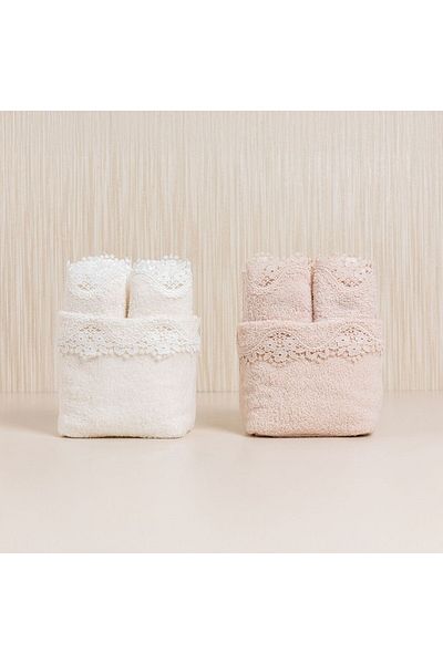 Gül Güler Lacy Petunia Pouch + 4 Hand Towels