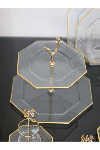 atabey home collection طقم تقديم شاي كيك ذهبي شفاف مكون من 31 قطعة لـ 6 أشخاص