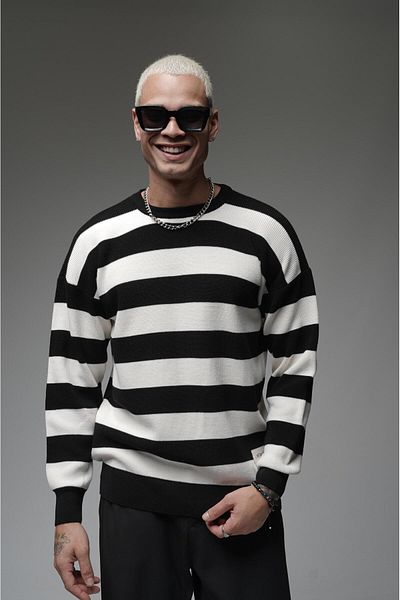 Butik Пуловер с райета и кръгло деколте Trend We Oversize
