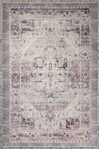 Serente Home Retro Desenli Yıkanabilir Kaymaz Taban Şönil Bej Beyaz Mutfak Ha...