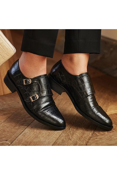 Isabel Bernard Vendôme Sophie Kroko Schwarz Leder Schuhe Aus Kalbsleder Ib52001-001