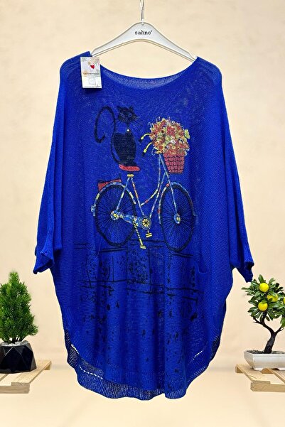 sahnemoda Кошка і велосипед Принт Кажан Мерсеризована блузка