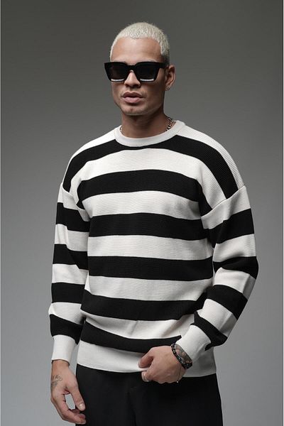 Butik Trend We Striped Oversize Fit Sweatshirt with Crew Neck