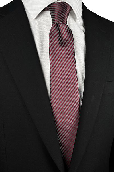 1001 Kravat Red Striped 7 cm Wide Thin Tie Men