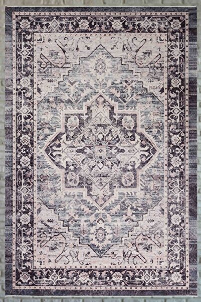 Serente Home Otantik Desenli Yıkanabilir Kaymaz Taban Kahverengi Şönil Salon ...