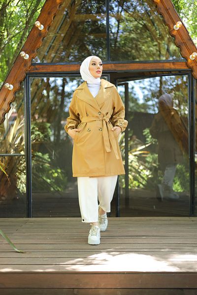 moda ala Sleeve Belted Trench Coat