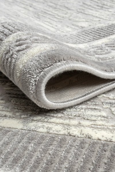 Ecosıa 4204 Krem - Gri Akrilik Dokuma Halı Yumuşak Salon Oturma Odası Halısı